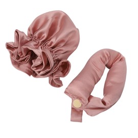 Diadema Rizadora de Pelo sin Calor, Diadema Portátil de Satén para Dormir en Rizos de Pelo, Rosa Polvoriento con Funda para el Pelo, Fácil de Usar, Cómoda, para Cabello Largo y