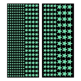 YS-044 Glow in the Dark Stickers, Star Shape, Glow in the Dark, Stickers, Large Capacity, 2 Sheets, Total of 420 Sheets