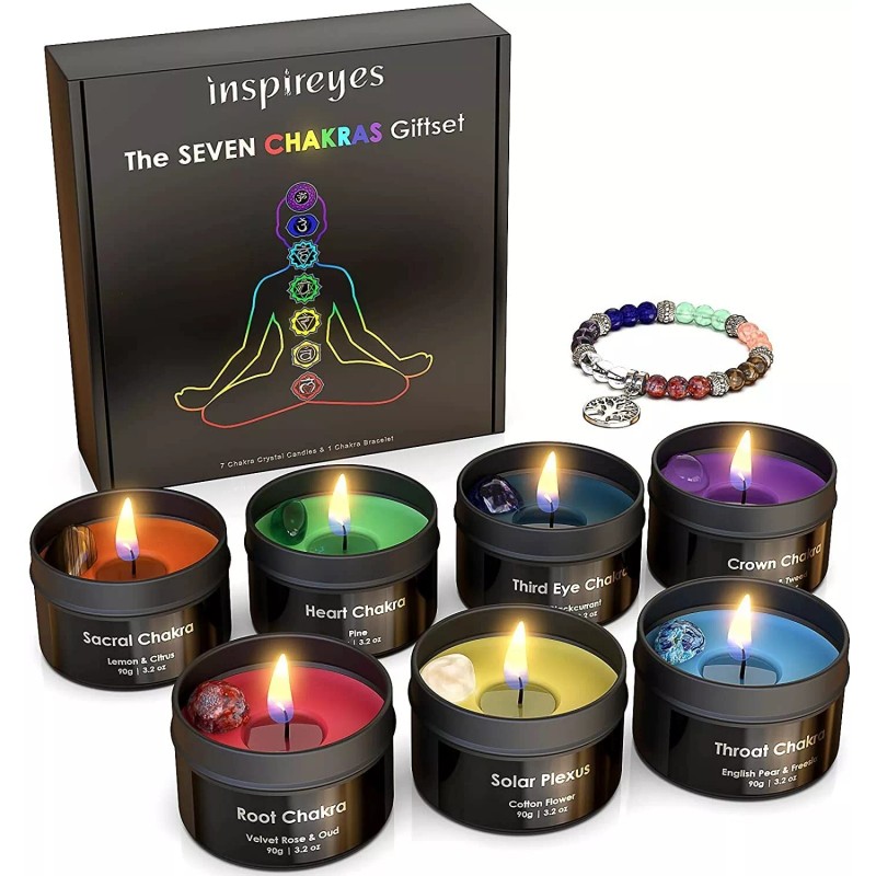 Chakra Candles with Premium Crystal and Healing Stones