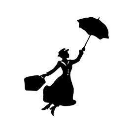 Bargain Max Decals Poppins Silhouette Decal Notebook Car Laptop 5.5" (Black)