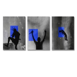 KUAILI 3 Stück Travis Scott Rapper Poster, Wandkunst, Leinwandposter, Raumdekor, ästhetisches Poster, Druck, Dekor-Poster, 20 x 30 cm, 3 Stück im Unrahmen-Stil