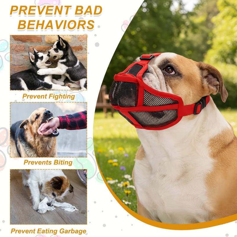 PETAXCELL Short Snout Dog Muzzles, Adjustable Mouth Cover for Dogs