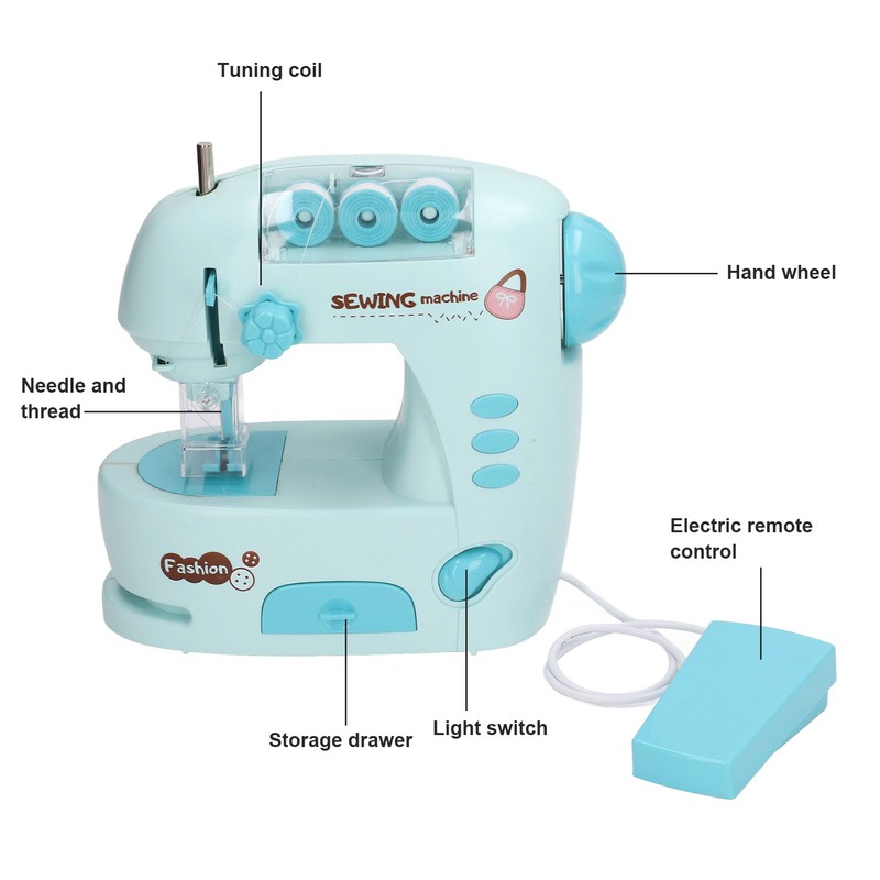 Children Electric Sewing Machine Toy with Threader Ruler Interesting Small
