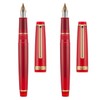 2 Pieces Jinhao 82 Resin Fountain Pen Iridium Extra Fine & Fine Tip with Converter, Transparent Red with Golden Clip Writing Pen Set