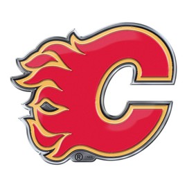 FANMATS 60480 Calgary Flames Heavy Duty Aluminum Embossed Color Emblem, Auto Emblem Decal