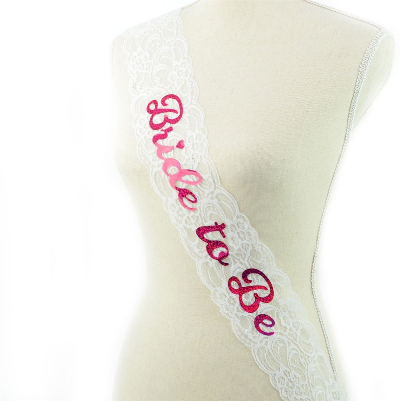 SHATCHI Bride to BE Sash White Lace Hen Night Out