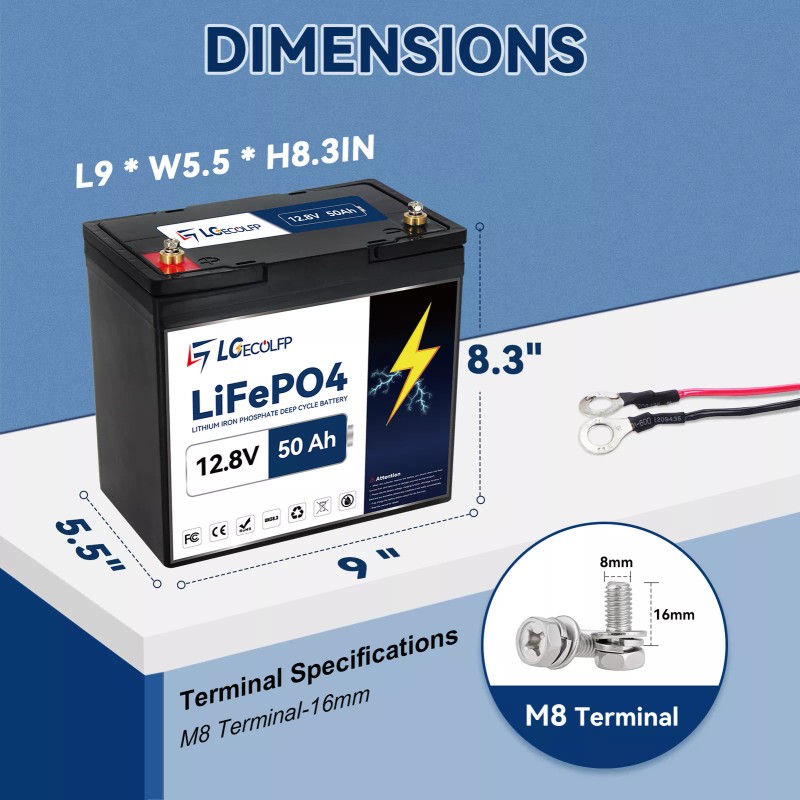 BtrPower 12V Lithium Battery 50Ah LiFePO4 3000+ Deep Cycles BMS