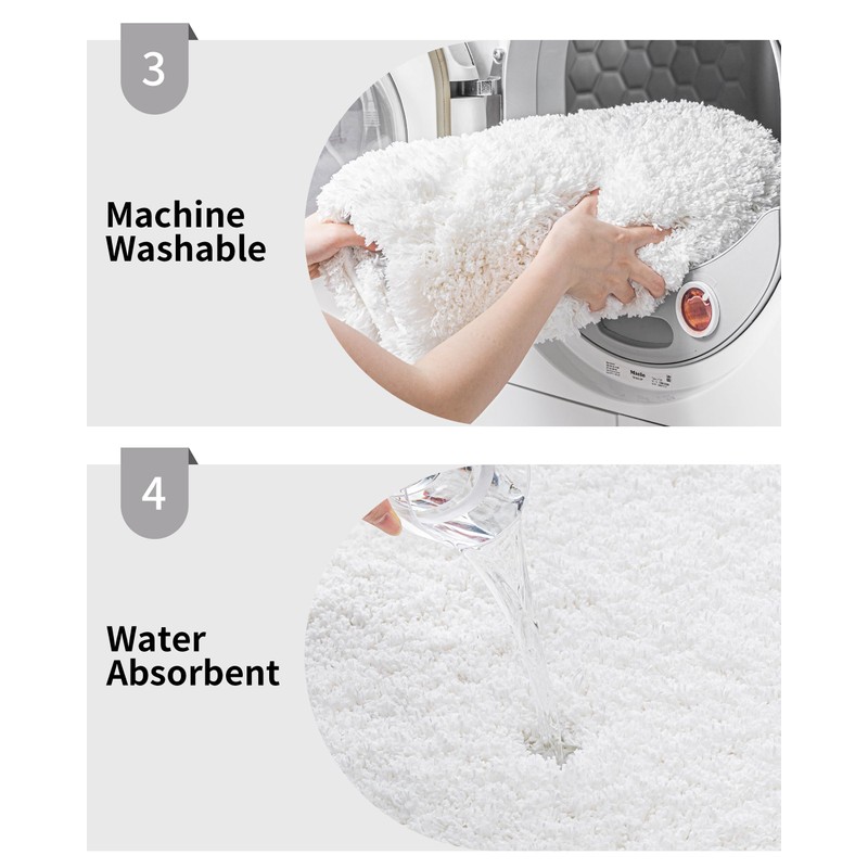 Disolla White Bathroom Rug 20x32 Non Slip Fluffy Bath Mat