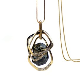 Merdia Triple Layer Pendant Necklace Long Statement Pendant Necklace Long Sweater Chain | Long Necklaces for Women | Summer Necklaces | Jewelry for Girls | Boho Necklaces for Women, Glass