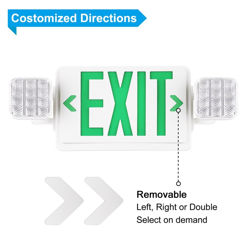 SPECTSUN Exit Sign with Emergency Light, Green Emergency Exit Lights
