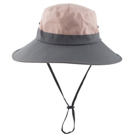 Womens Summer Mesh Wide Brim Sun UV Protection Hat with Ponytail Hole, Pink, One Size