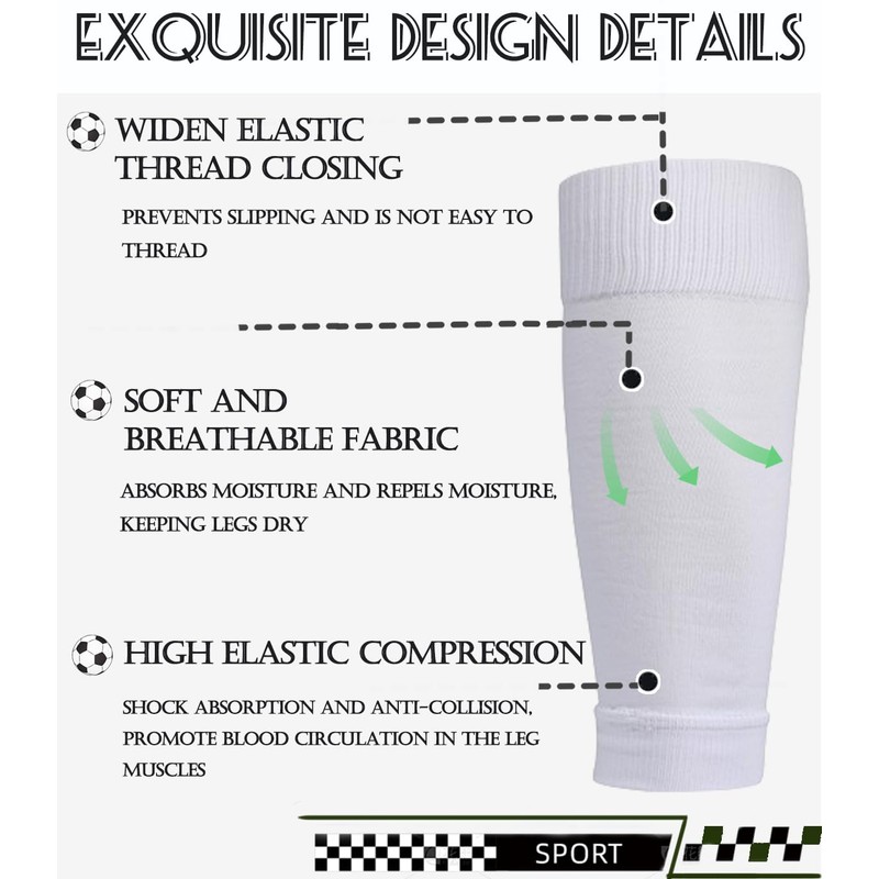 2 Set Soccer Grip Socks,Shin Guard Sleeves for Football Basketball