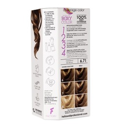 BOXY COLOR Coloring kit professional, permanent color cream hair dye with Vegetal Protein to get Hair with intense color shiny and silky. 100% Gray Coverage. (6.71 Dark Blonde Ash Brown)