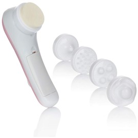 com-four® 6 Piece Face Massage Set - Massager for Relaxing and Cleansing the Face with 5 Different Attachments and Two Speed Levels