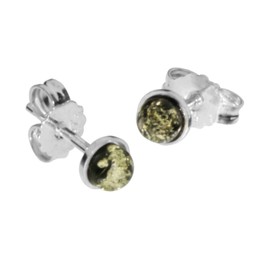 Classic Stud Earrings 4 mm Silver 925/000 Amber, Amber, Amber