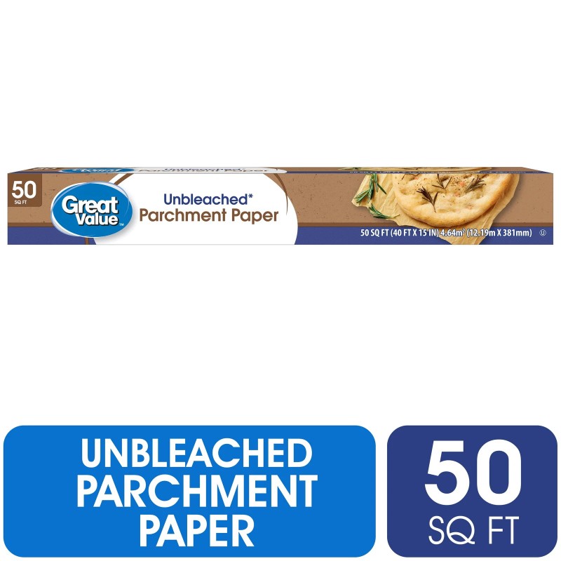 (3 pack) Great Value Unbleached Parchment Paper Roll, 50 Sq