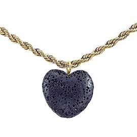 Omky Collar Piedra Volcánica | Difusor Corazón Negro | Regalo para Mujer Novia Mamá