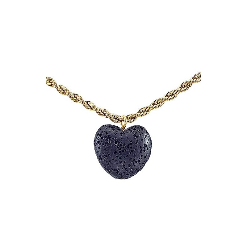 Omky Collar Piedra Volcánica | Difusor Corazón Negro | Regalo