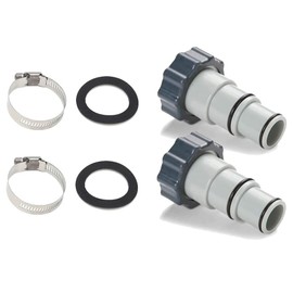 2-Pack Replacement Threaded to Clamp Style Hose Adapter for Intex Pool Sets with 1.5 and 1.25-Inch Hoses - Fits Filter Pumps, Chlorine Generators and Salt Systems with Threaded Hose Connections
