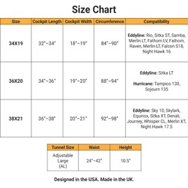 Oakdrop TourLite Kayak Spray Skirt, Easy to Put On, Great Fit for Eddyline Kayaks, Black, 36X20-AL