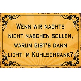 Treasure mix saying "Wenn wir nachts Nicht nascht" [German Language] Metal Sign Wall Decoration 20 x 30 cm Tin Sign Sheet Metal Multi-Coloured 20 x 30 cm