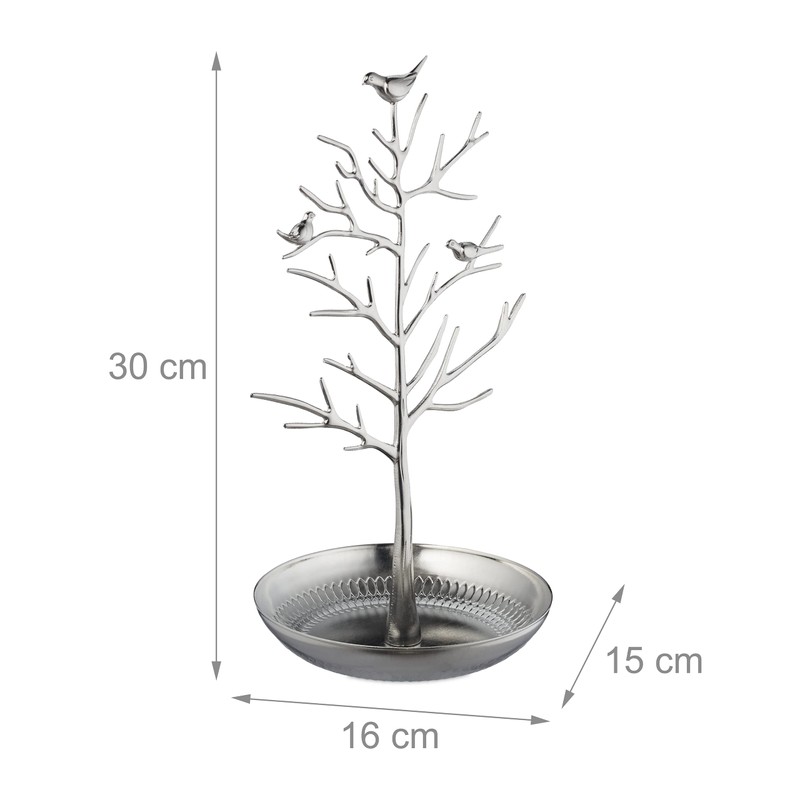 Relaxdays Jewellery Tree, Stand with Tray, H x W x