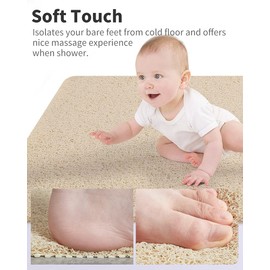 Non Slip Shower Mat, Comfortable Bath mat for Textured Surface, Phthalate Free, Non Slip Comfort Bathtub Mats with Drain, PVC Loofah Bathroom Mats for Wet Areas, Quick Drying