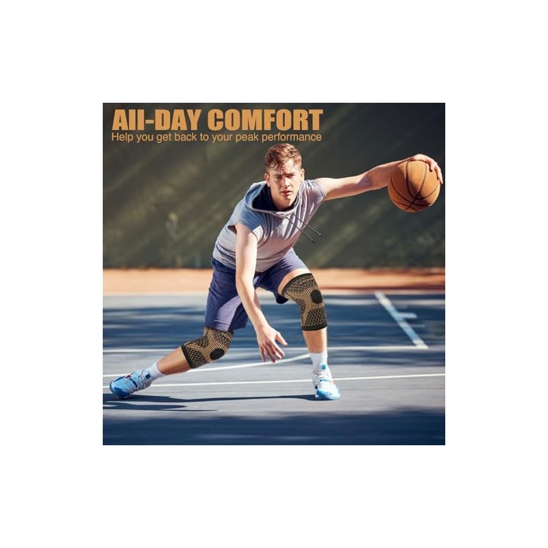 Copper Knee Braces for Women and Men - 2 Pack