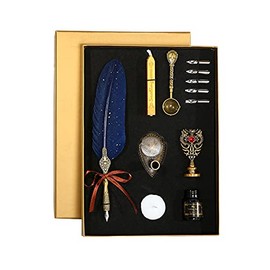 Domary Juego de pluma y tinta vintage, pluma estilogrfica brillante, pluma de inmersin de caligrafa, pluma de firma con puntas de repuesto, soporte...