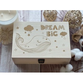 Baby Keepsake Box Dream Big Box Treasure Box for Kids Baby 1st Birthday Gift Memory Box Boys Keepsake Box 8.5 in x 6 in x 3 in Natural Color