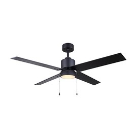 Canarm Ltd CFan 52" CF52TAT4BK-ES: Sleek MBK Color Ceiling Fan with 7# Black and Weathered Oak Blade Color, Downrod Mount, Acrylic, 1x20W Integrated LED, 1000Lumen, Energy Star Certified