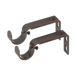 Ivilon Adjustable Brackets for Curtain Rods - for 1 or 1 1/8 Inch Rods. Set of 2 - Oil Rubbed Bronze