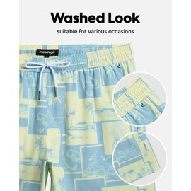 maamgic Men's Swim Trunks with Compression Liner 5.5 inch Beach Shorts Quick Dry Bathing Suits with Zipper Pocket Jigsaw Puzzle Blue Medium