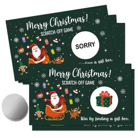 THEBESTU 50 Pcs Merry Christmas Scratch off Game Cards, Funny Christmas Themed Scratch Cards for Lottery Group Games Activity, Birthday Party Supplies, Raffle Tickets for Enterprises Activity