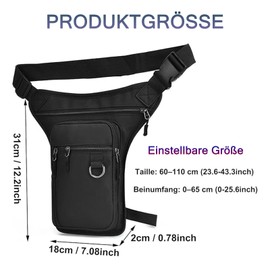 lisetar Thigh Bag Waist Bag for Men and Women, Waterproof Sports Leg Bag with Zip, Outdoor Thigh Bag for Motorcycle, Bike, Running, Hiking, Fishing (Black), black, Classic