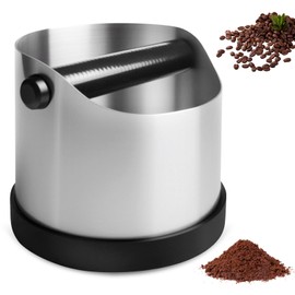 PORFOYO Knock Container for Portafilter, Coffee Grounds Tee Container, Stainless Steel Coffee Knock Box with Non-Slip Base, Knock Box Barista Accessories for Coffee Grounds Collecting & Recycling