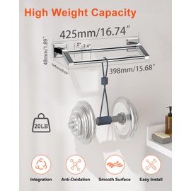 Alise Double Towel Bars, Wall Mount Towel Holder, Heavy Duty SUS304 Stainless Steel, Polished Chrome, 16 Inch