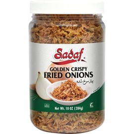 Sadaf Crispy Fried Onions - Golden Fried Onions for Cooking and Food Enhancing - Gourmet Fried Onions - Kosher - 10 Oz Jar