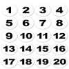 Round Number Stickers – Numbers 1-20, 50 mm, White/Black