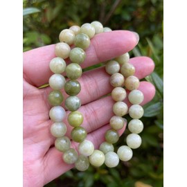 GAF TREASURES Chinese Jade Crystal Bead Bracelet 8mm, Genuine Chinese Jade Stretch Gemstone Bracelet, Healing Crystal Bracelet, Gift for Men & Women (10)