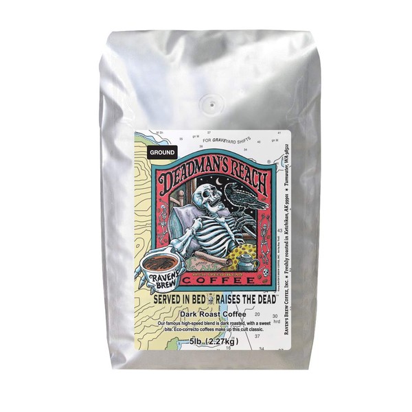 Raven's Brew Coffee 12 oz - Dark Roast - High Speed Blend with a Sweet Bite (Ground, 5 LB)