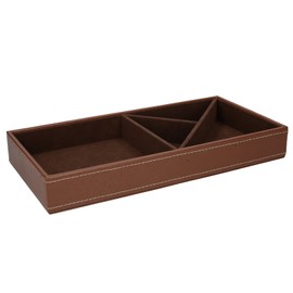 Creative Tops Earlstree and Co Men Organiser Tray, Faux Leather, Brown, 30.000 x 16.000 x 16.500 cm