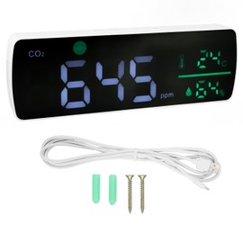 CO2 Monitor High Accuracy Far Infrared Sensor 2000MAH Battery Temperature Humidity Detector with Clear Display for Home