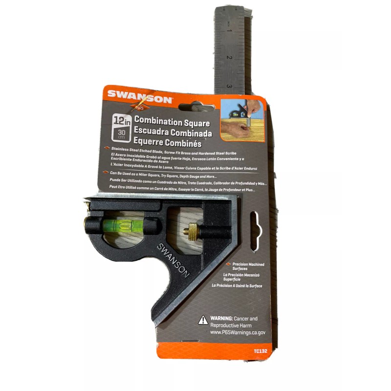Swanson 12 Inch Combination Square Swanson Stainless Blade, Level, Scribe