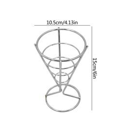 Jicyor Stainless Steel Chip Stand, Pack of 3 Cone Shape French Fries Holder Stand, Durable Silver Chip Stand for Families, Restaurants, Cafés, Bars, Snack Bars, Weddings, Parties