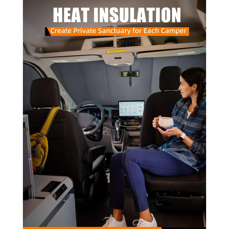 MELIPRON Insulated Blackout Window Cover Fit for Ford Transit 2015-2025,