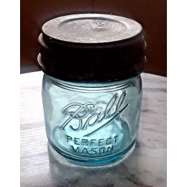 BALL HALF 1/2 PINT BLUE MASON Jar "Collector's Edition" Antique BALL ZINC Lid