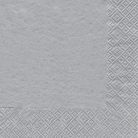 Home Fashion Cocktail Napkin Plain Silver 25 x 25 cm One Size