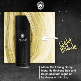 Mane Hair Thickening Spray & Root Touch Up, Hair Thickener, Hair Thickening Products for Women & Men, Conceal Hair Loss & Thinning Hair - Light Blond, 12 Colors (6.76 oz)