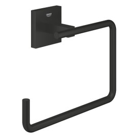 GROHE Start Cube QuickFix Towel Ring - Bathroom Wall Mounted Towel Holder (Metal, Concealed Fastening, Including Screws and Dowels), Extra Easy to Fit QuickGlue, Matt Black, 409752430